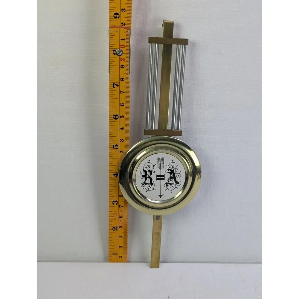 Vintage Clock Pendulum Replacement Brass Tone BA Arrow Medallion 8.5